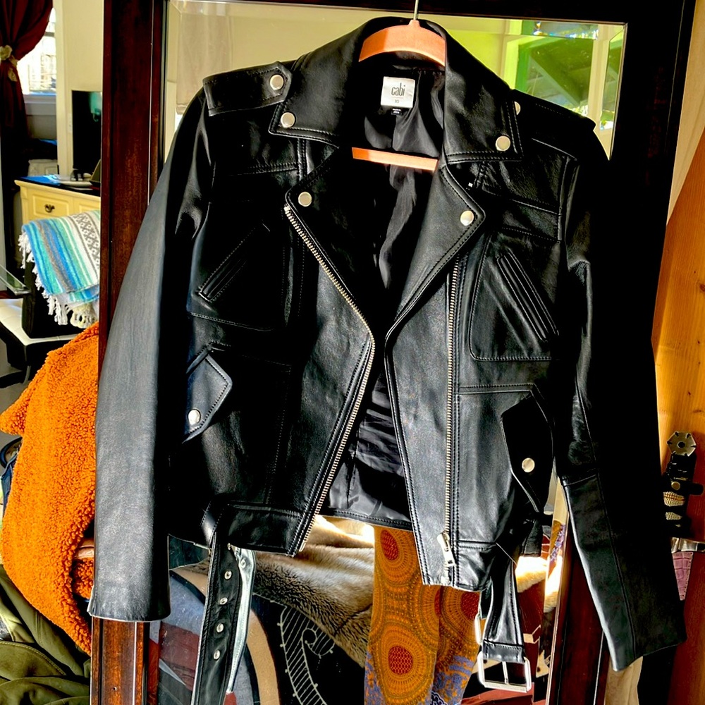 Cabi leather biker jacket black XS worn once! Great jacket!